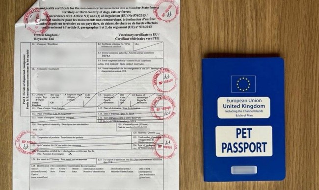 EU Pet Passport now Animal Health Certificates